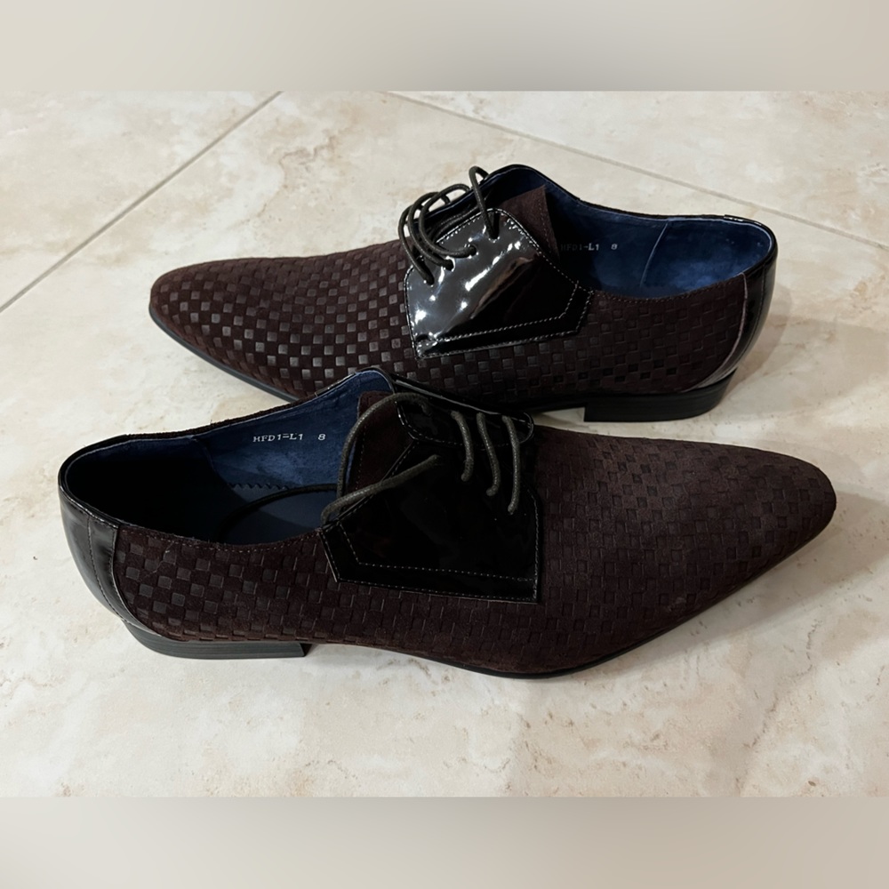 *NEW* Maceoo Brown Checkered Dress Shoes (US Size 8)